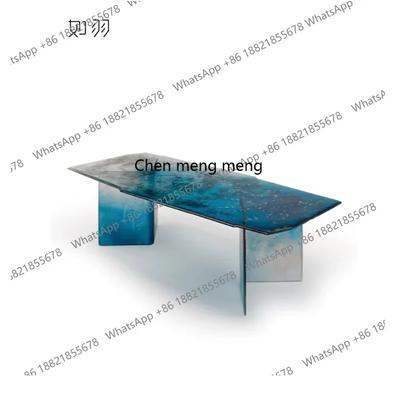 D85 Italian minimalist glass dining table living room long table senior designer gradual change transparent tea table
