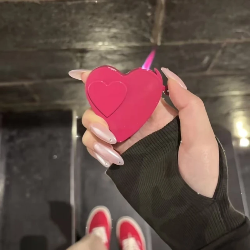 

Fashionable Love Gas Electric Dual Use Metal Lighter Outdoor Windproof Tungsten Wire Direct Spray Flame Portable Smoking Gift