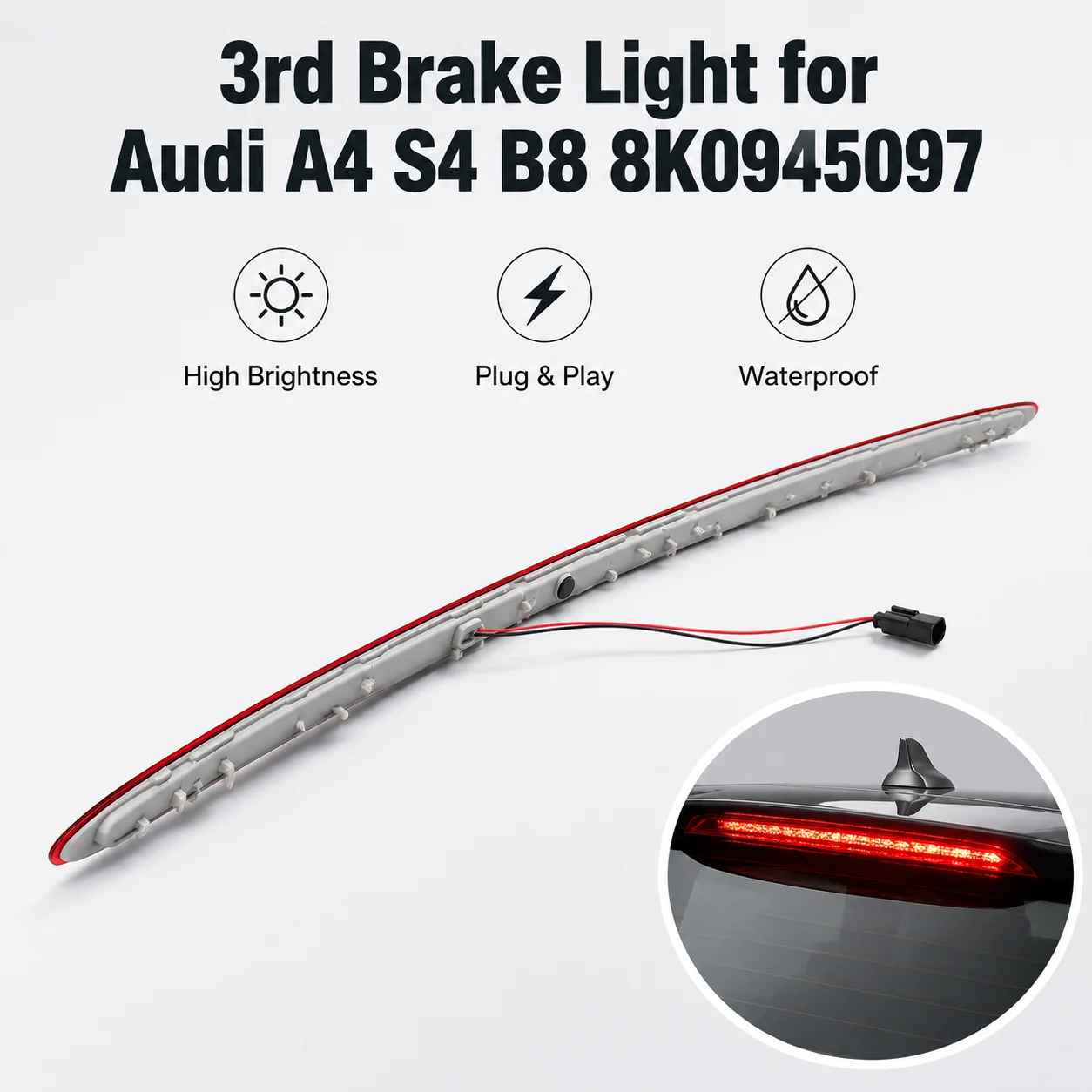 Pour Mini Clubman R55 : Troisième feu stop LED monté en hauteur, feu stop de hayon arrière, ensemble de feux stop OE 63257167413, lumineux, anti-brouillard, étanche, qualité usine, durable, remplacement direct, accessoire extérieur automobile