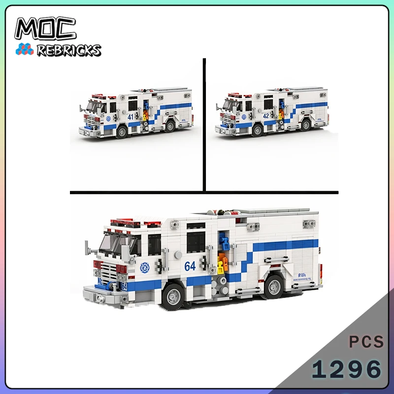 MOC Technical RC Emergency Fire Engine Rescue Truck DIY Construction Vehicle Building Blocks Set Bricks Toy Gift