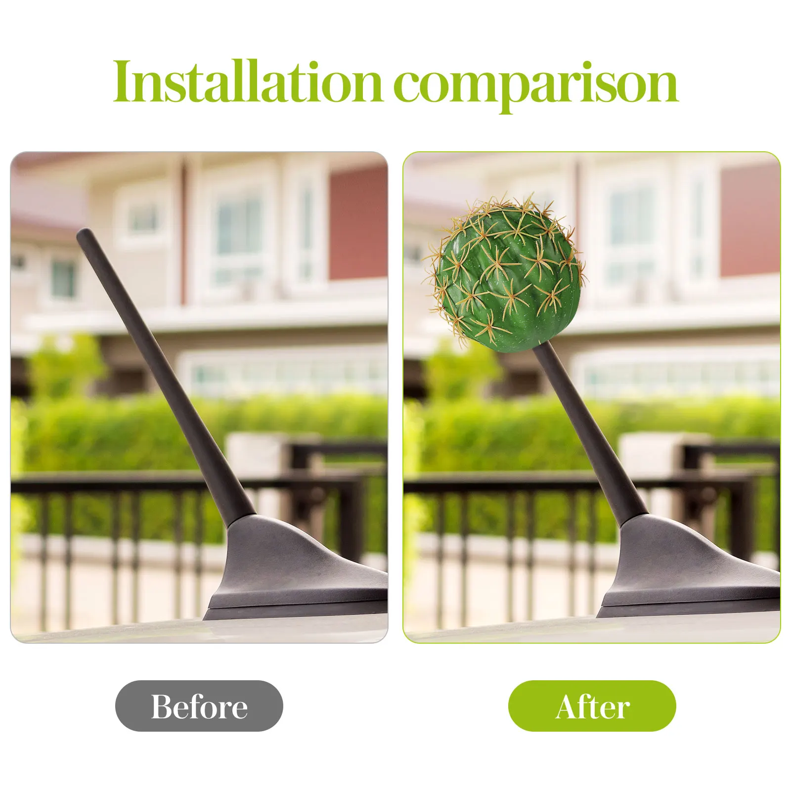 Antena samochodowa z kulką dekoracyjną, uroczy kaktus, akcesorium samochodowe do lusterka zewnętrznego, ozdoba na deskę rozdzielczą, pomysł na prezent.