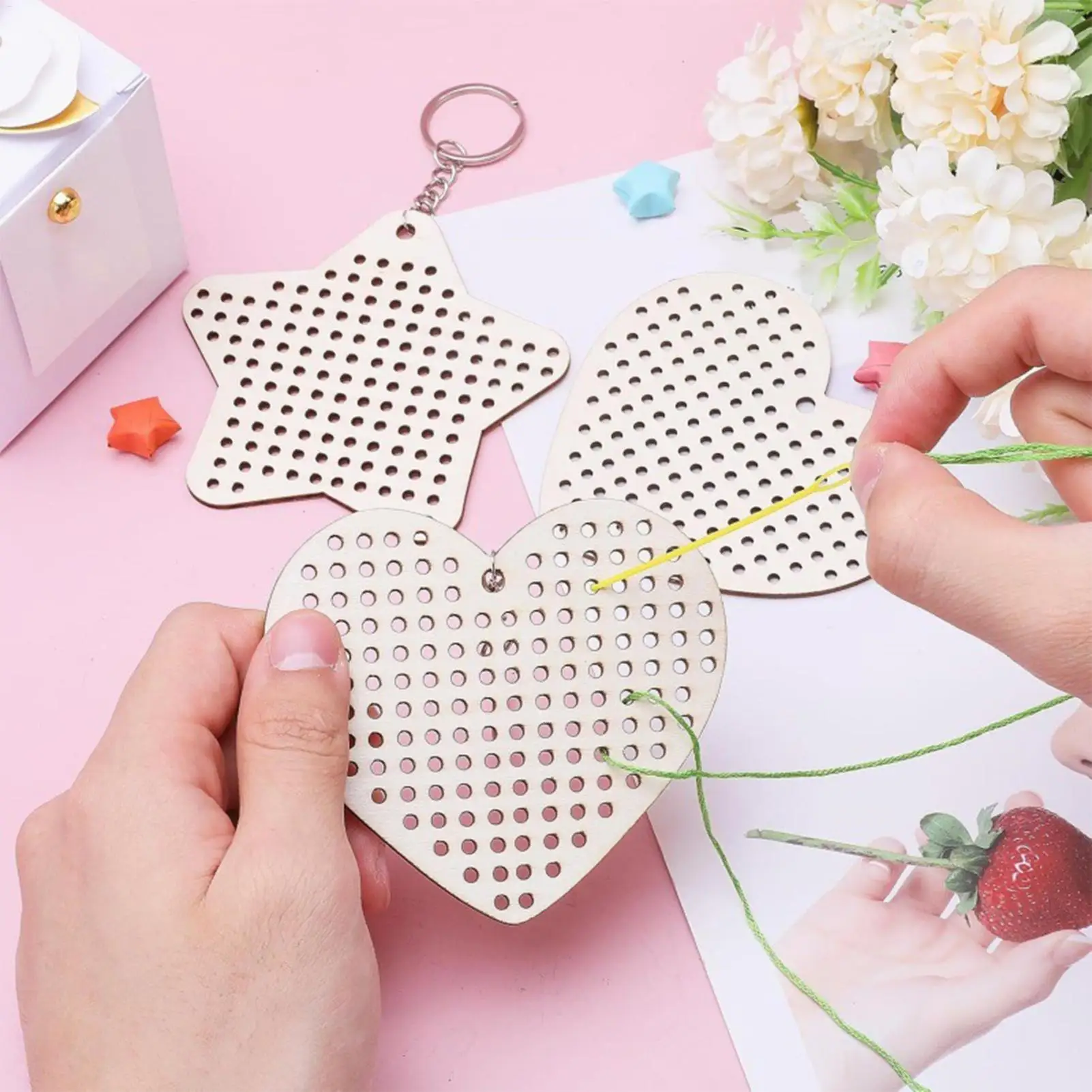 

Hand Embroidery Kit Wooden Heart Star Embroidery Kit Sewing Crafting Art With Threads Needles For Home Studio Road Trip