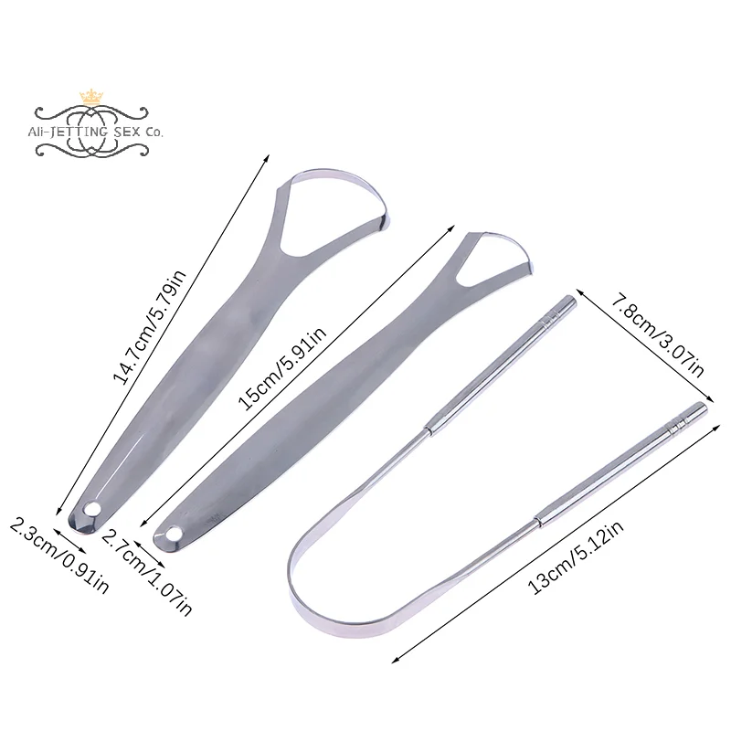 Aço inoxidável Tongue Scraper, Silver Metal Cleaner, Eco-friendly, Oral Care Fresh Tool, escova de respiração reutilizável, 3 Pcs