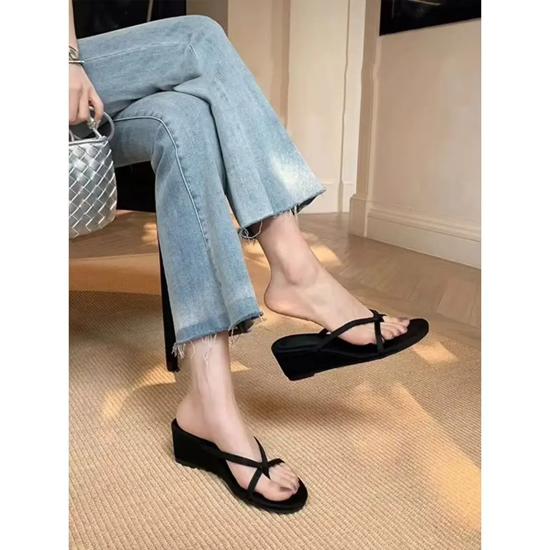 

Summer Women Fashion Slippers Female Casual Clip Toe Wedges Heel Dress Slides Ladies Outdoor Beach Vacation Sandalias Shoes