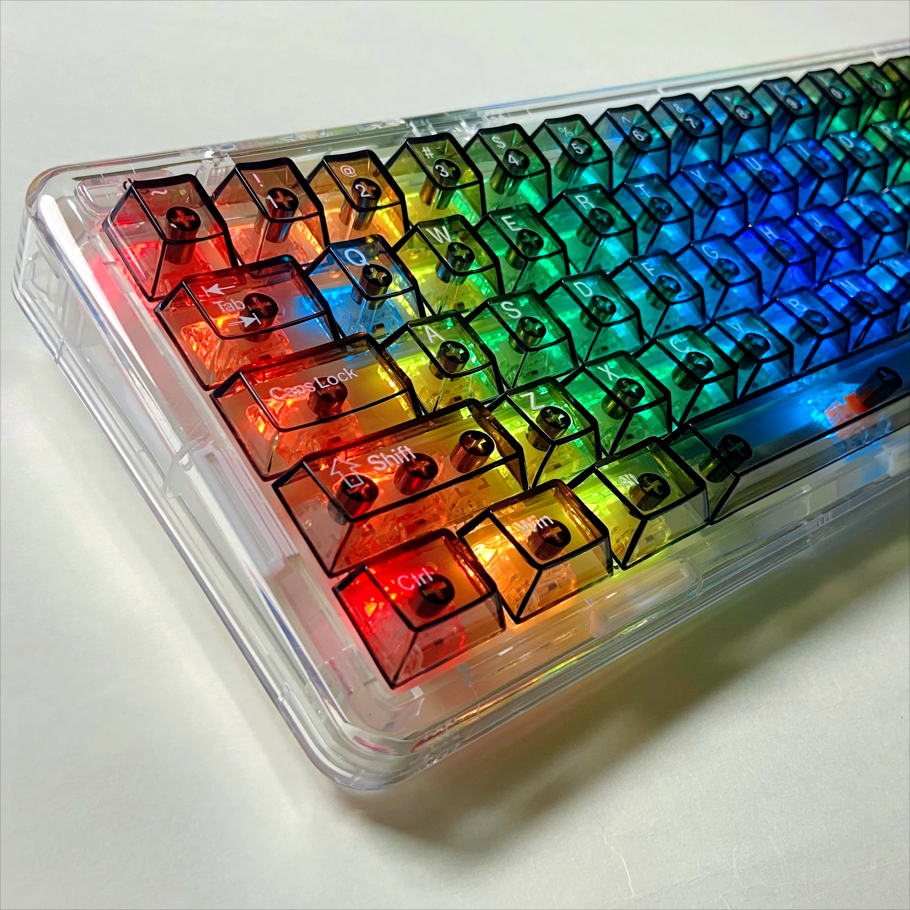 Black White Fully Transparent Keycaps PC Cherry Profile Key Caps for Custom Gaming Mechanical Keyboard 60 70 80 90 108 Layout