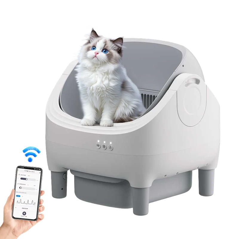 

STLF New Design Smart App Control Open-top Automatic cat LitterS Box with Dual Safety Sensors Self Cleaning Gift a cat LitterS
