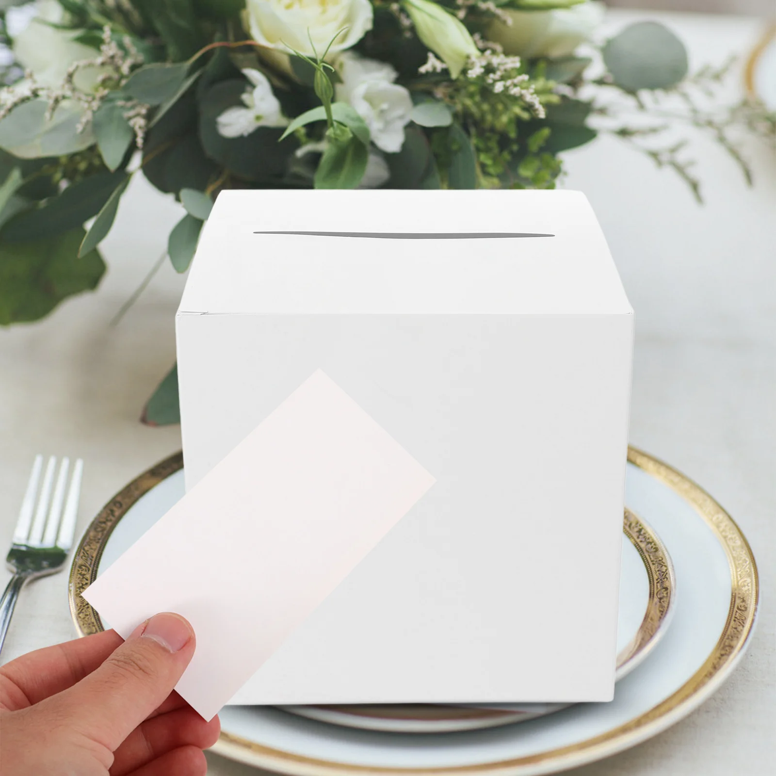 1Set White Paper Card Box Wedding Card Case Spacious Storage Box for Wedding Reception Keepsake Cards Memory Gifts