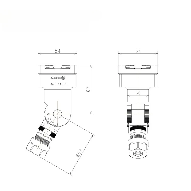 moulds factory grinder EDM machine tool System 3R interface angle rotating ER16 collet chuck holder