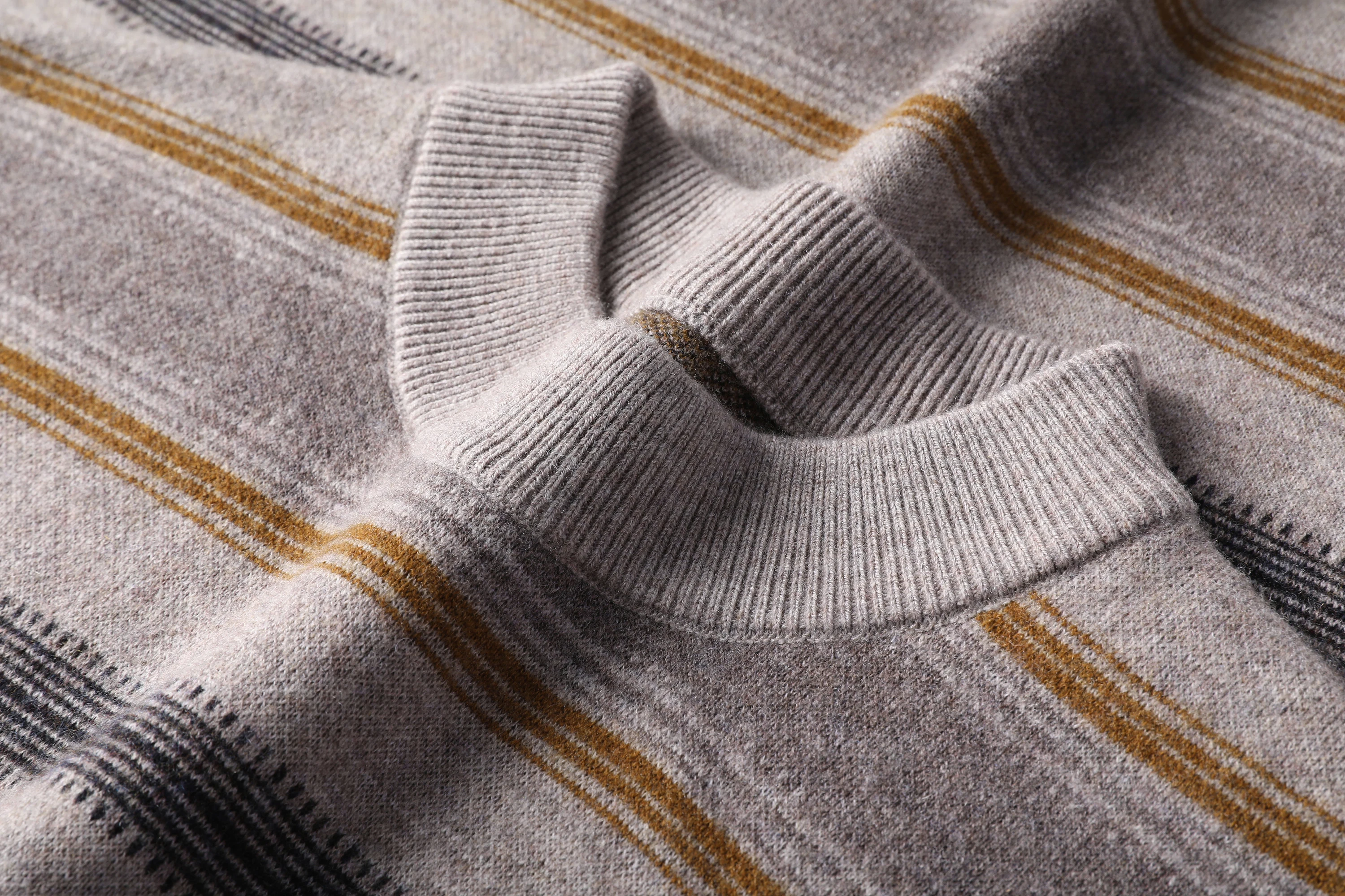 メンズ長袖カシミヤセーター,厚手のワイドストライプセーター,暖かいジャンプスーツ,100% シープウールニット