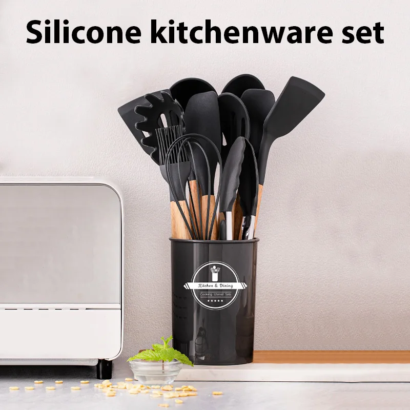 

37PCS Silicone Kitchenware Non-Stick Cookware Kitchen Utensils Set Spatula Shovel Spoon Egg Beater Wooden Handle Cooking Tools
