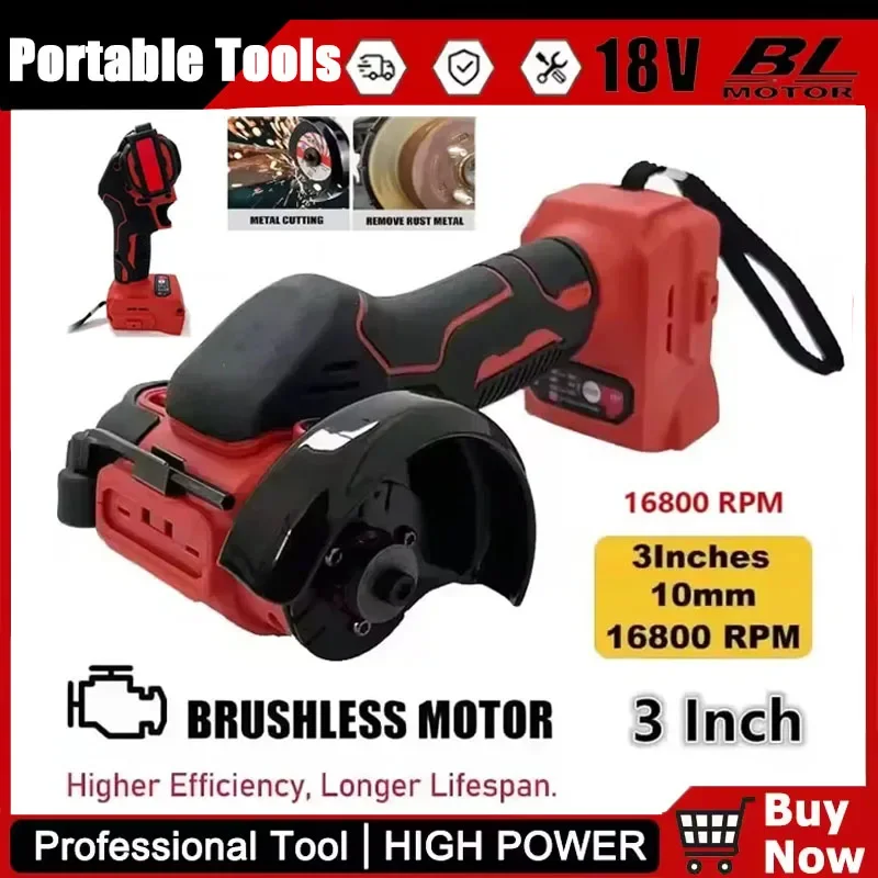 

Аккумуляторная угловая шлифовальная машина Milwaukee 18В, 3 дюйма, для полировки, мини-инструмент для алмазной резки и шлифовки