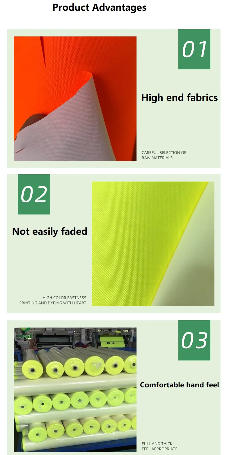 En20471 fluor zierend gelb orange 300d Oxford atmungsaktiv feuchtigkeit durchlässig pu weiß beschichtetes Tuch Warn mantel Regenmantel Stoff – Detail 2