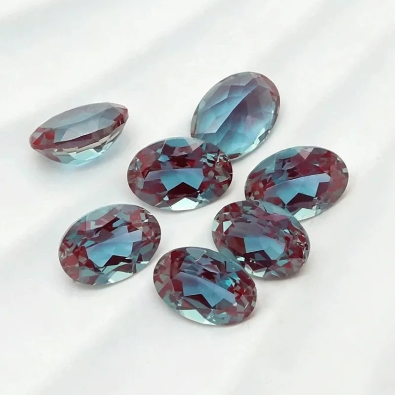 Lab-Created Alexandrite VVS Color Change Russian Purple turns Blue-green Loose Gemstones Oval Faceted Jewelry Ring & Pendant