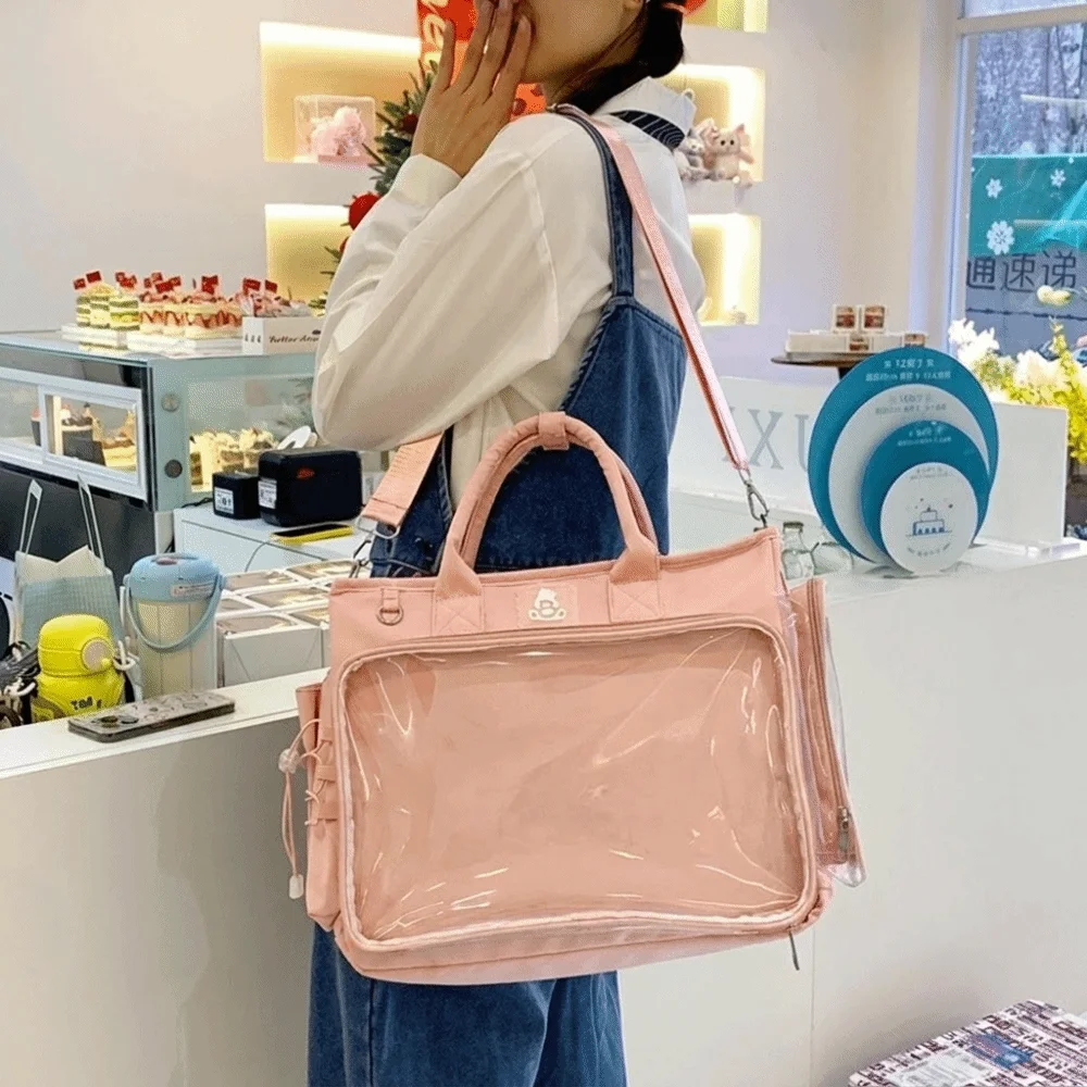 Square Shape Female Transparent Backpack Lightweight Large Capacity Multifunctional Shoulder Bag Versatile Adjustable Strap