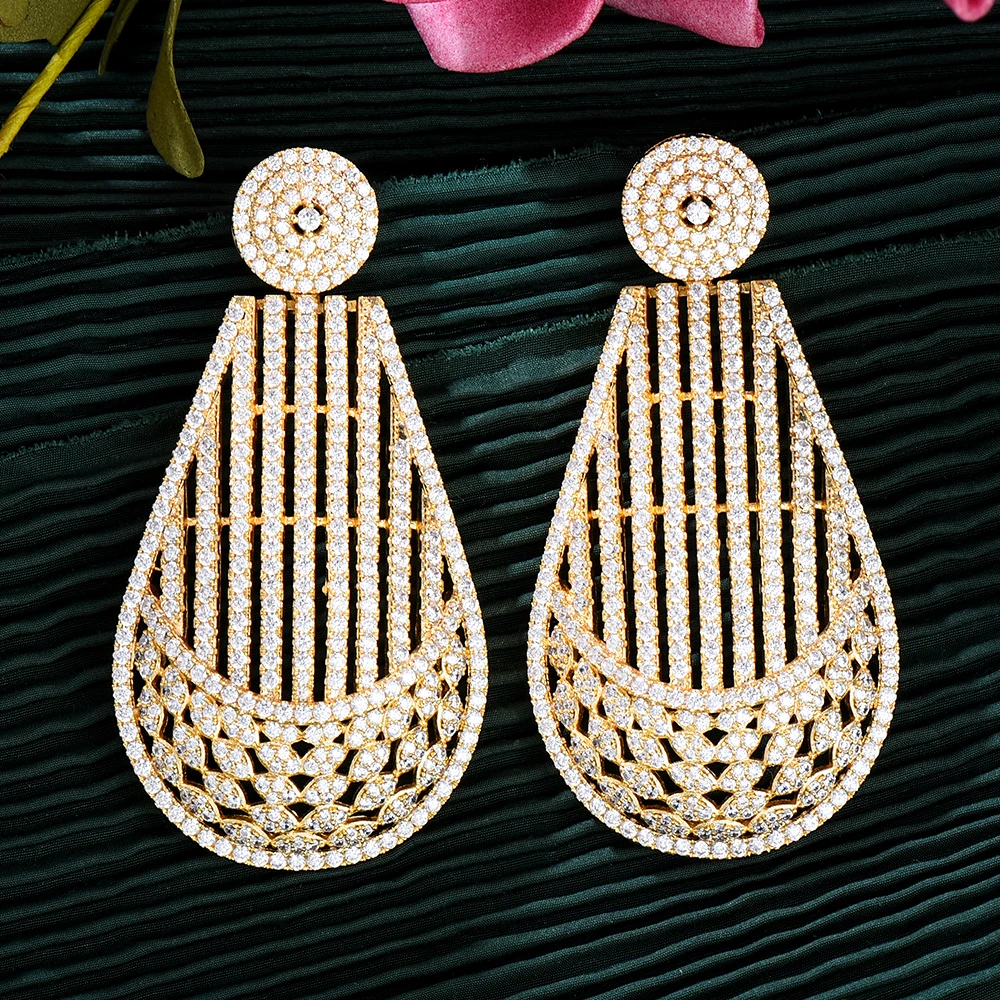 Missvikki New Mother-daughter Sister style Drop Earrings Cubic Zirconia Stones Blooming CZ Jewelry Silver Color for Women
