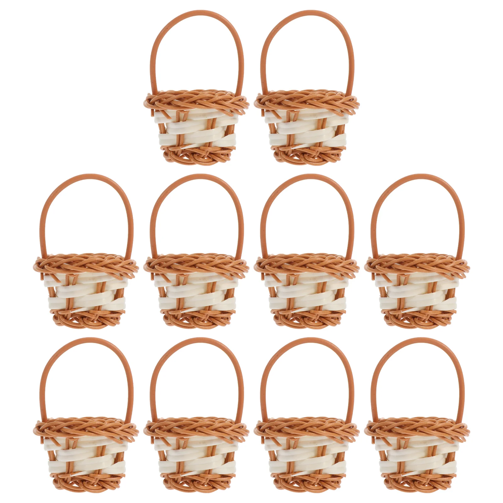 

Portable Flower Basket Decorative Woven DIY Photo Prop Sundries Storage Household Rattan Mini Rural Style Hand-Woven