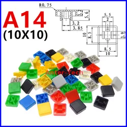 50pcs A14 10X10 short square foot switch button cap matching 12*12*7.3 switch Using switch cover button cap