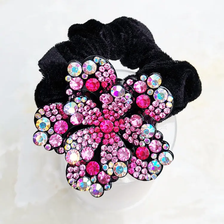 

Luxury Rhinestone Scrunchies Elastic Hair Bands for Women Adults High Stretchy Ponytail Holder For Party Wedding Thick Hair