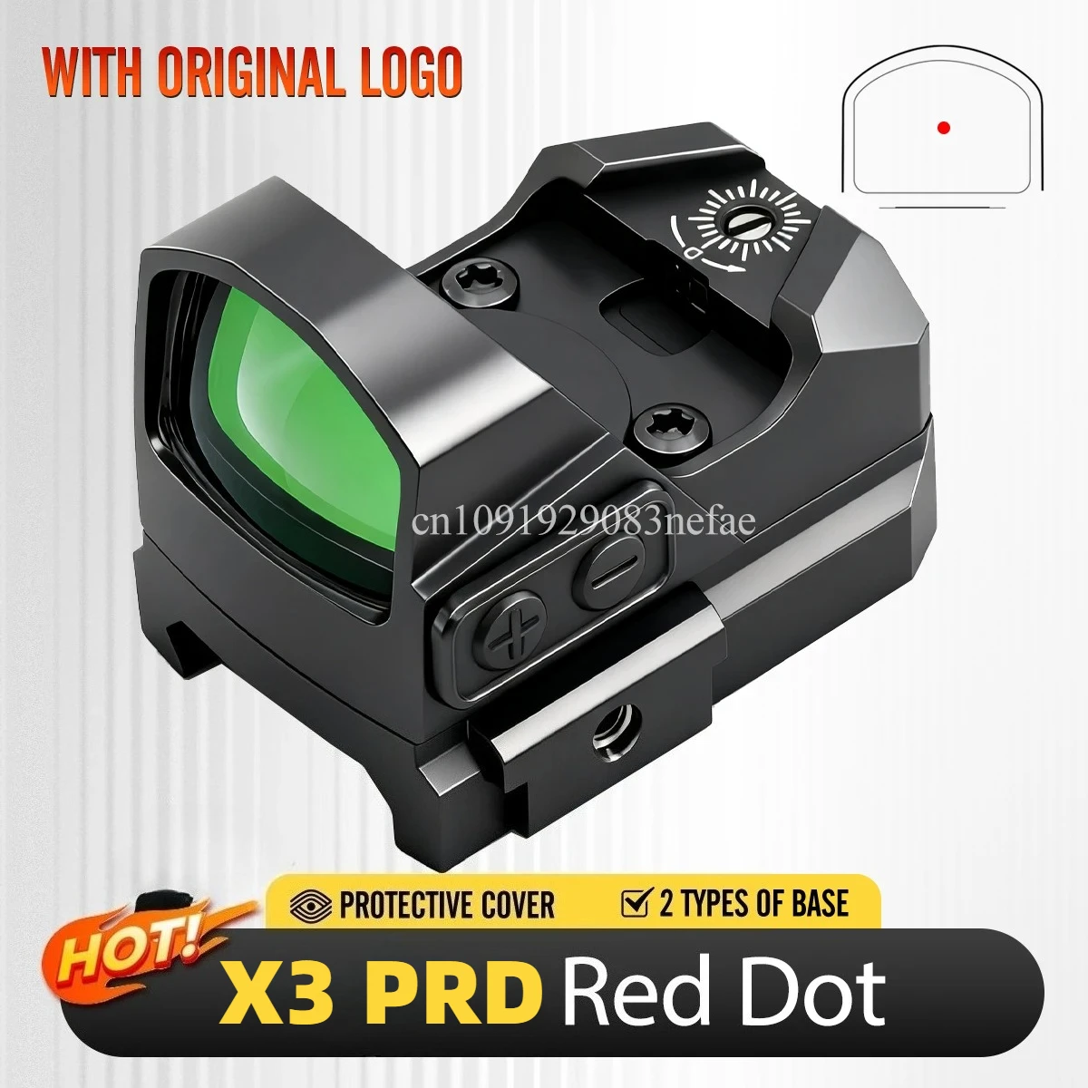 

X3 PRD Mini Tactical Optics 3 MOA Compact Red Dot Sight Shake Awake Waterproof Shockproof Parallax Free with Base Mount