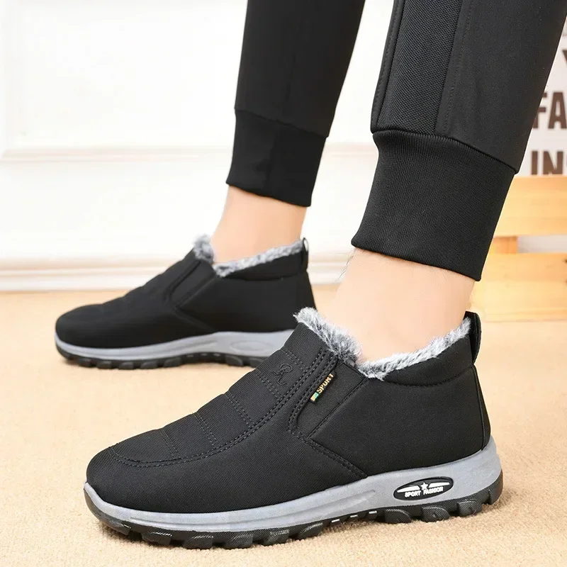 Winter Snow Boots Men Casual Slip on Ankle Boots Warm Fur Comfortable Sneakers Non-slip Botas Men Shoes Zapatos Hombre2024