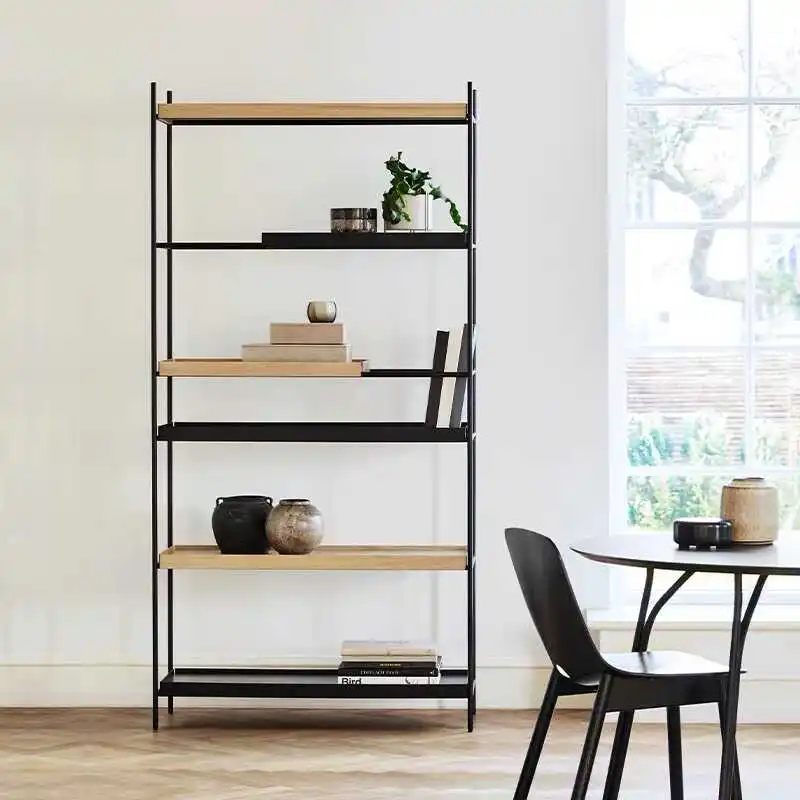 Modern simple bookshelf Solid wood living room partition display rack Household shelf Decorative rack Floor-to-ceiling