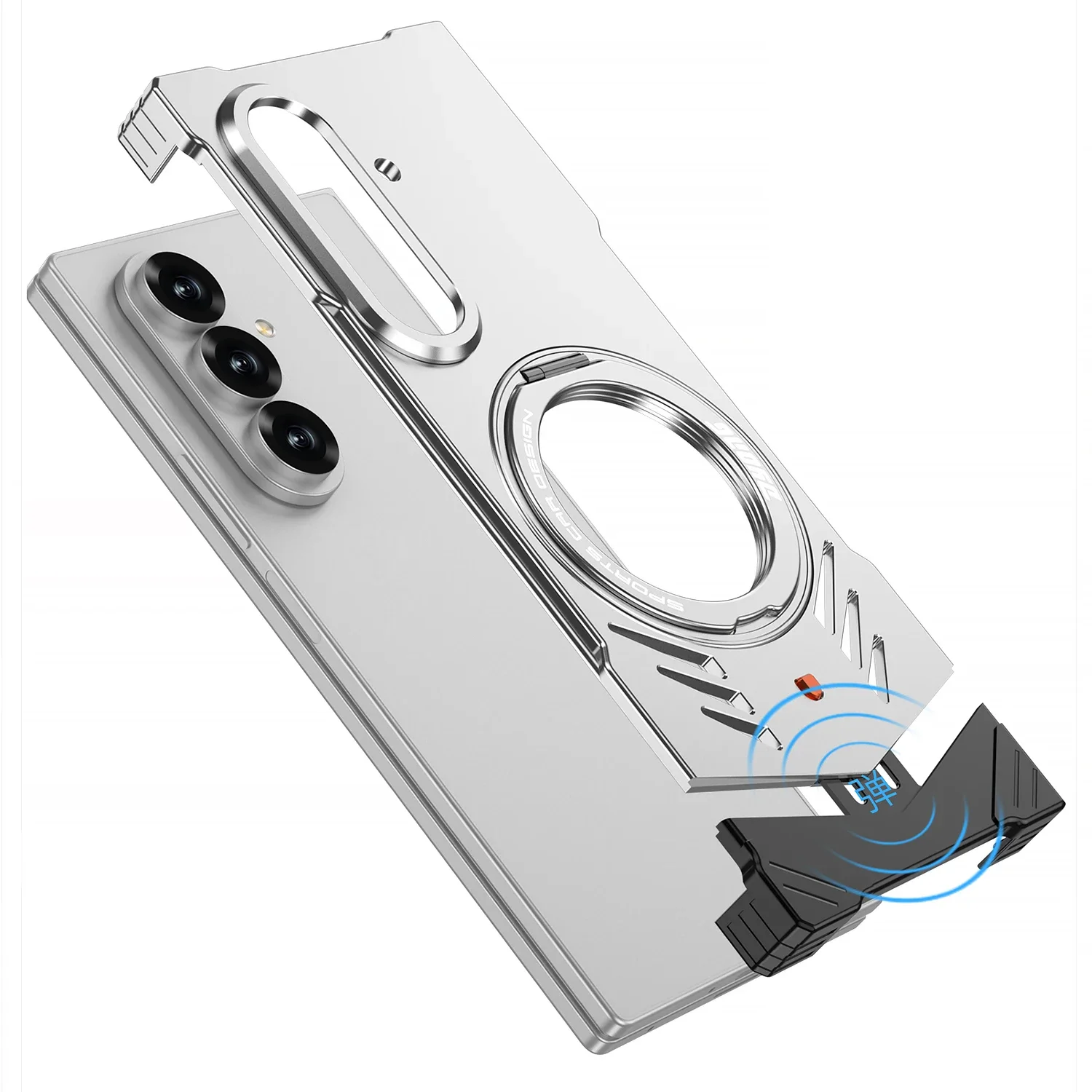 Borderless Metal Snap Magnetic Case For Samsung Galaxy Z Fold8 Ultra/Z Fold 8 Ultra Supercar Design Stand Bumper Frame Cover
