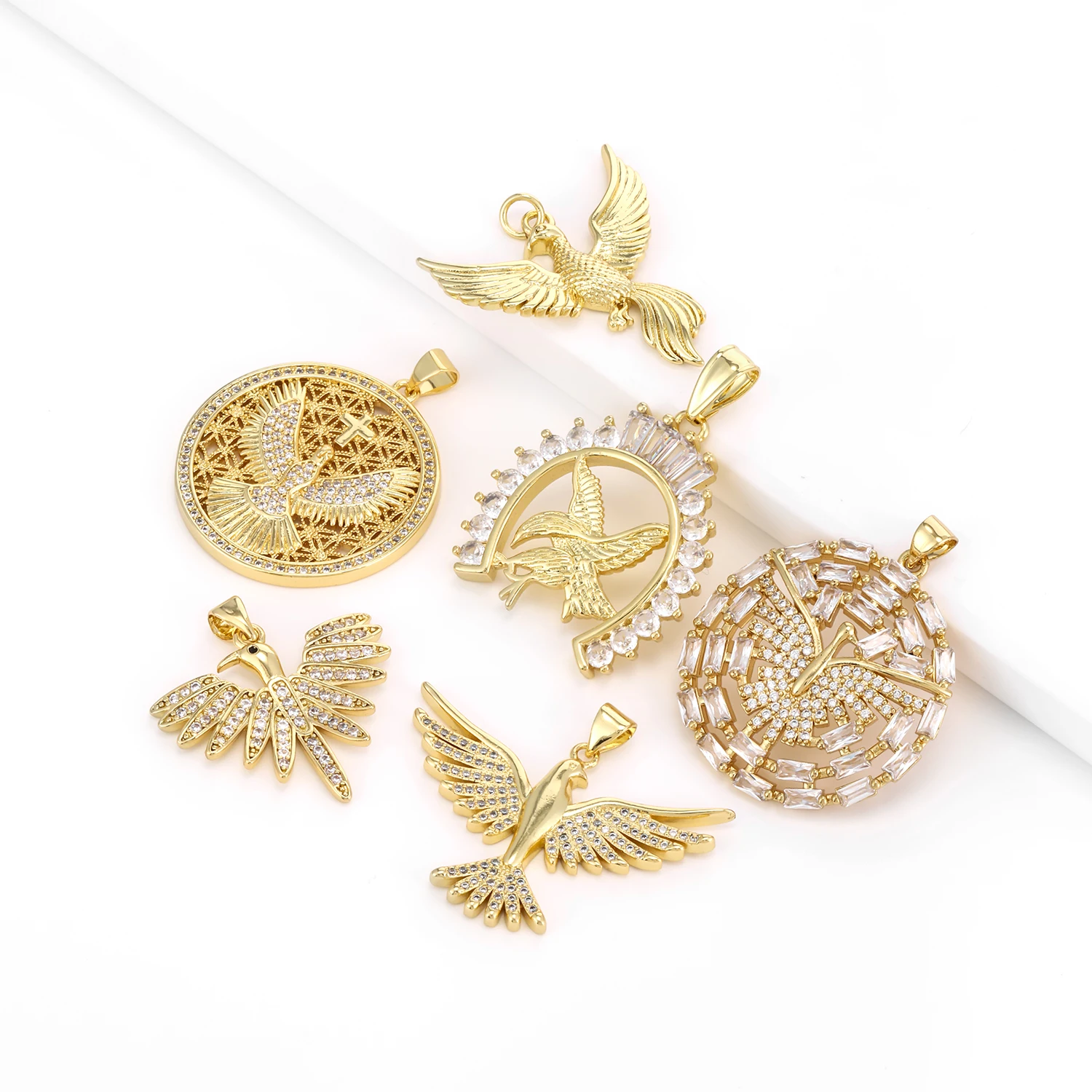 High Quality 6 Colors Bird Shaped Pendant Fashion Copper Zircon Jewelry Nacklace Accessories Dinner Party Banquet For Women Gift