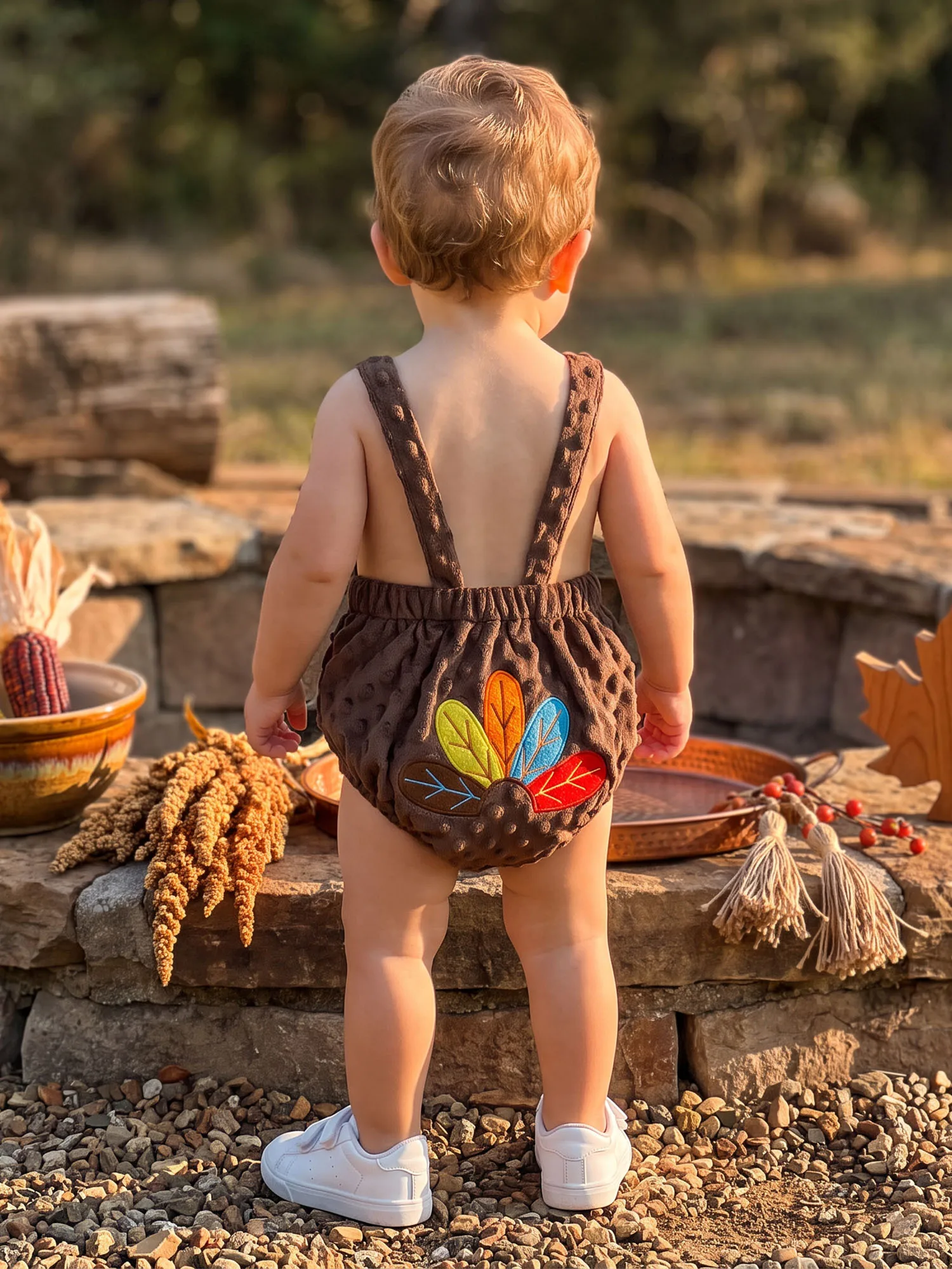Outfit Turkey Overall-Romper-  Hat Outfit Turkey Overall 2 Piece Set Boy Thanksgiving Romper Hat Romper Lightweight