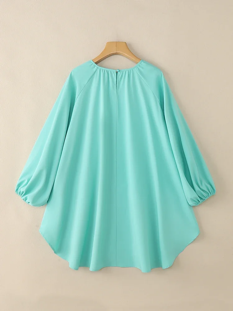 เสื้อผู้หญิง ZANZEA ทรงยาวแบบไม่สมมาตร แขนยาวทรงโคมไฟ สีพื้น สำหรับฤดูใบไม้ร่วง แฟชั่นลำลอง สไตล์หรูหรา เหมาะสำหรับใส่ทำงาน แต่งระบาย ปี 2025