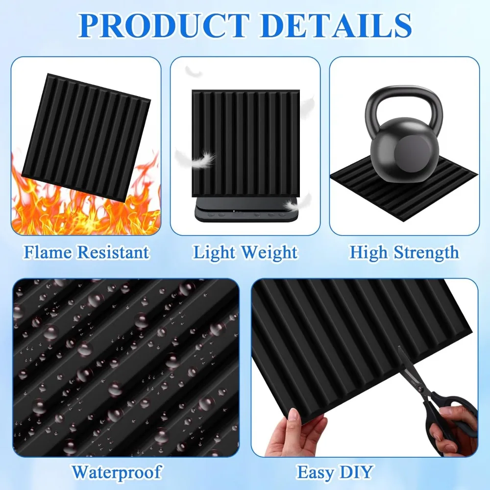 32 szt. Paneli 3D do ścian, 30 x 30 cm, PVC, karbowane, teksturowane panele, możliwość przycinania, do klejenia, dekoracyjne płytki ścienne do sufitu