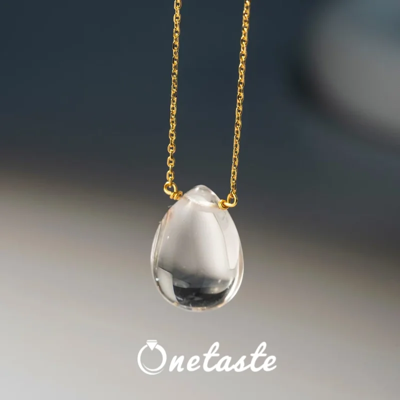 

925 Silver Natural White Crystal Water Drop Pendant Necklace For Women 18K Gold Minimalism Chic Chokers Necklaces 2024 New Gift