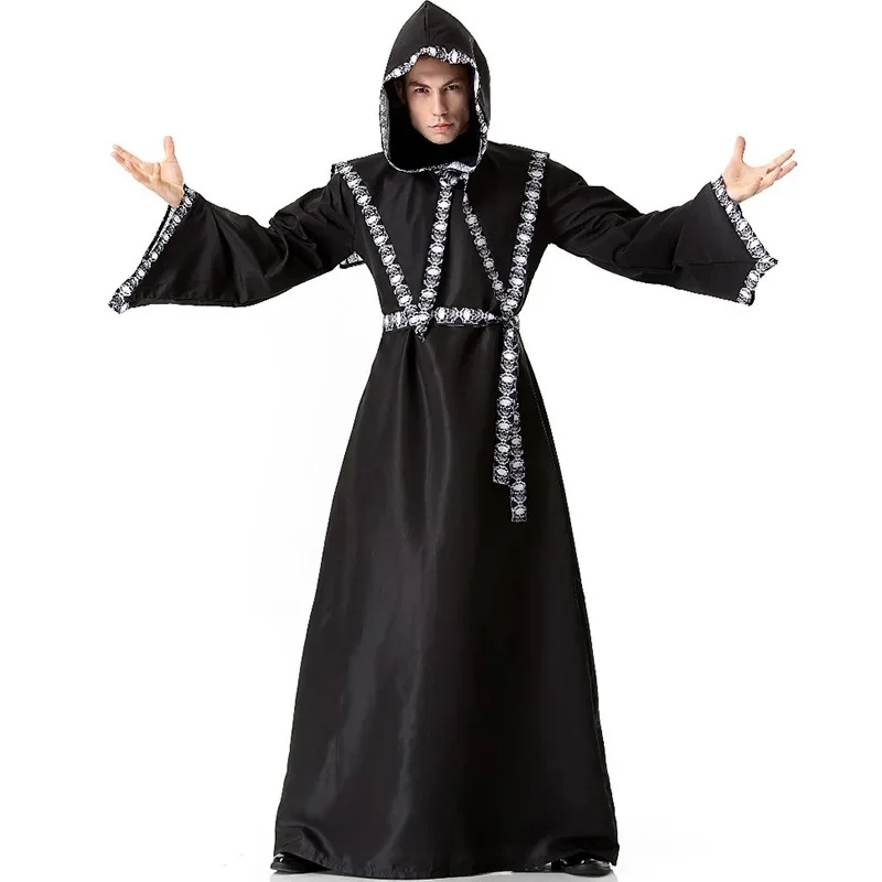 Assustador Death Grim Reaper Traje para homens e mulheres, Feiticeiro Unisex, Feiticeira Trajes, Crypt Keeper