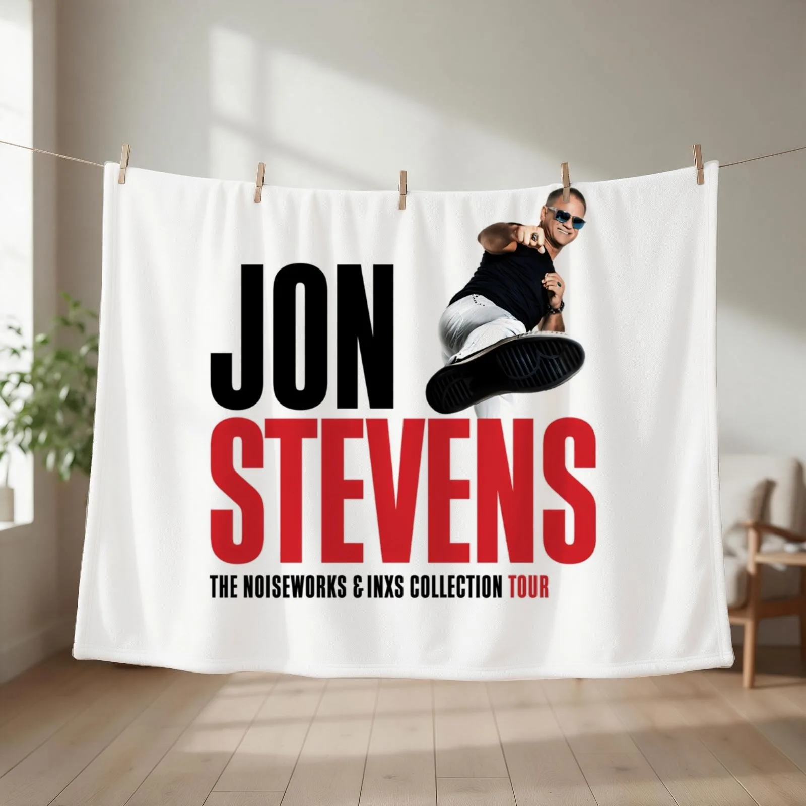 Jon Stevens - The Noiseworks And INXS Collection Tour Throw Blanket couch cozy soft plush fuzzy picnic outdoor blanket