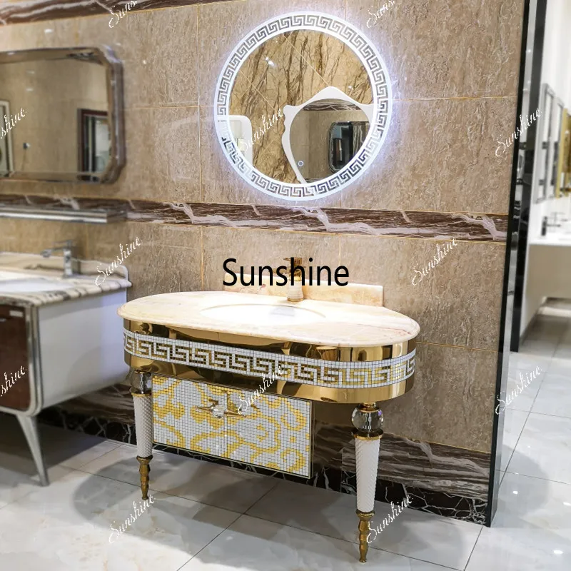 French bathroom bathroom cabinet combination light luxury stainless steel master bedroom