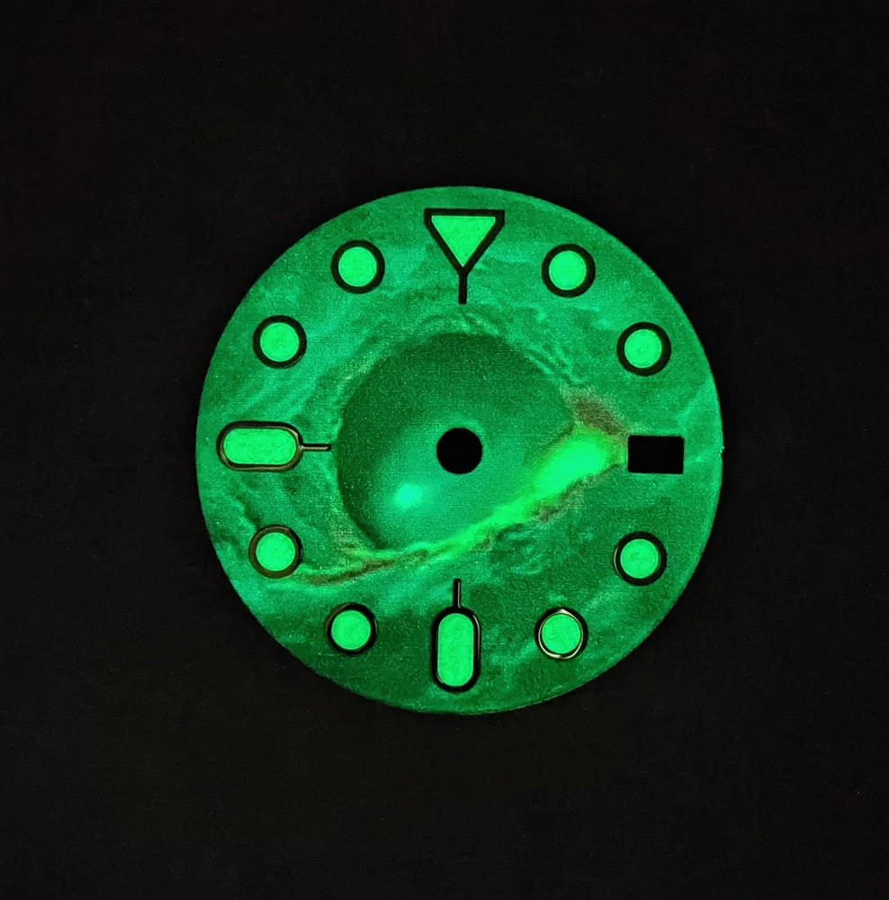 Esfera de reloj de 28,5mm, esfera NH35, esfera NH36, esfera colorida, Esfera luminosa completa, logotipo personalizado DIY adecuado para movimiento NH35/36