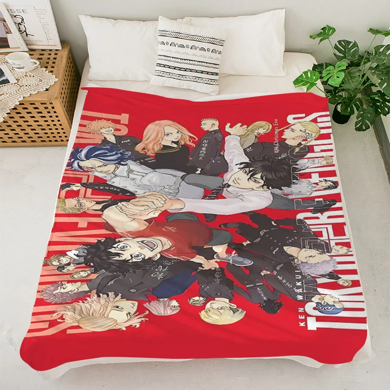 Flannel Blanket S-Tokyo Revengerss  Anime Blankets King Size Blanket Microfiber Bedding Warm Knee Bed Fleece Custom Blanket