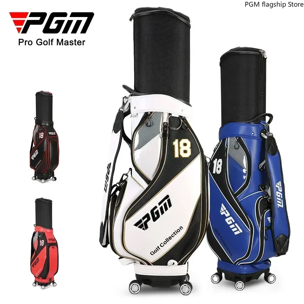 PGM Golf Bag Men's Aviation Bag Waterproof Telescopic Flat Push Four-wheel Golf Bag QB100