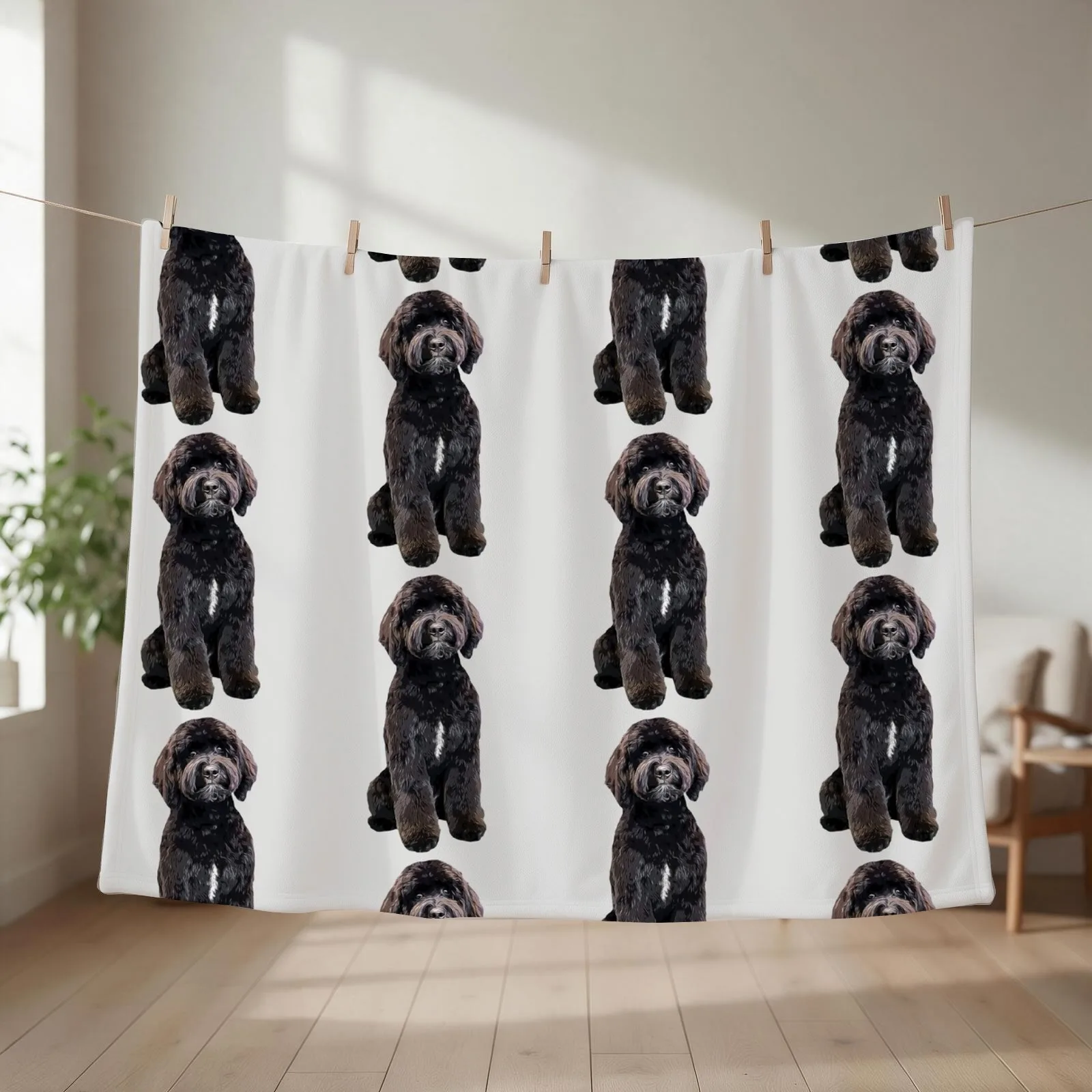 Black Labradoodle Goldendoodle Throw Blanket for winter For Baby wednesday Furry Blankets