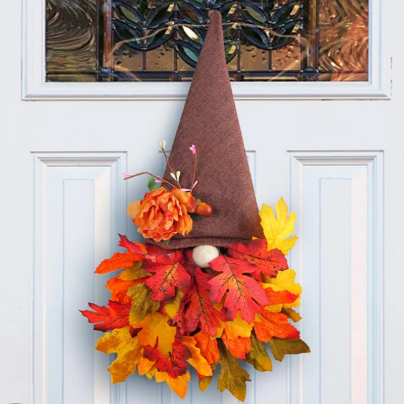 

Fall Wreath For Door Decor,Fall Sign With Maple Leaf Fairy For Autumn Harvest Thanksgiving Front Porch Wall Mantel Fall