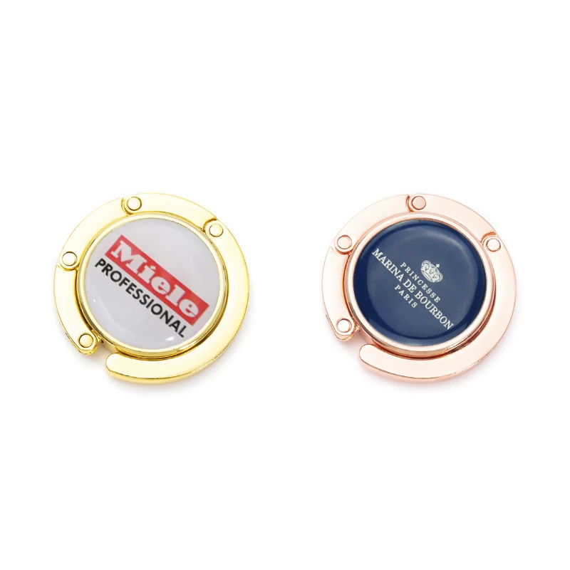 

Personalized Rose Gold Purse Hooks Custom Logo Handbag Hook for Table Promotional Gifts Metal Bag Hangers, 40 Pieces