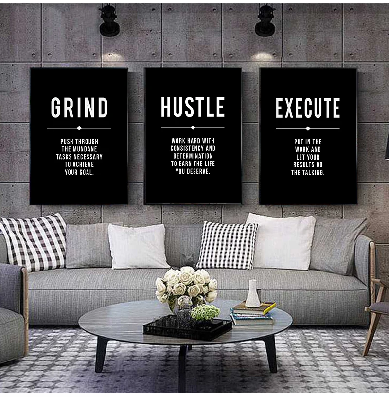 Grind Hustle Success Motivational Posters and Prints Office Decor Modern Art Entrepreneur Motivation Canvas Painting Pictures