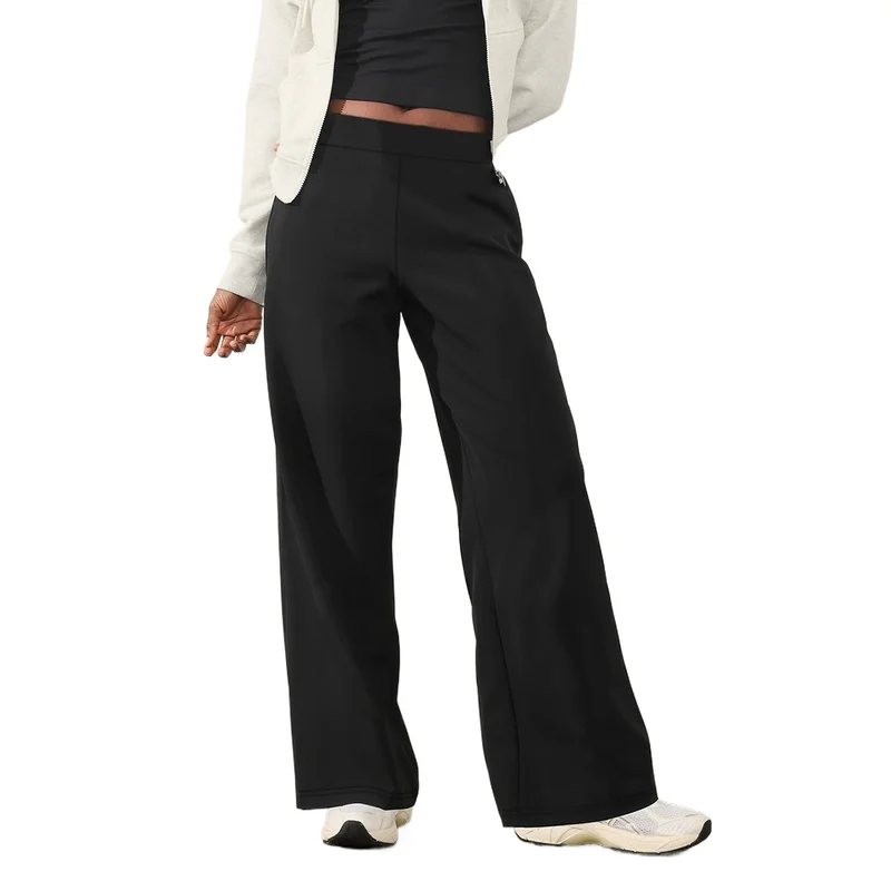 2025 Pantaloni minimalisti alla moda a gamba larga da donna Pantaloni da festa neri dimagranti a vita regolare