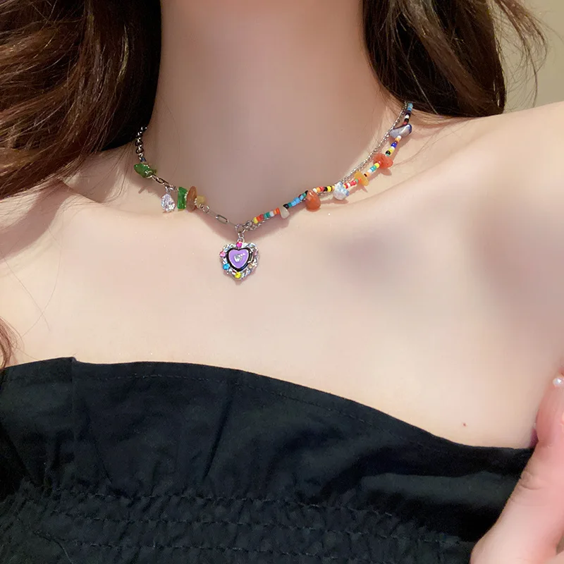 New Rainbow Lgbt Colorful Pin Necklace For Men Women Choker Unusual Y2k Vintage Jewelry Egirl Accessories Trend Gift