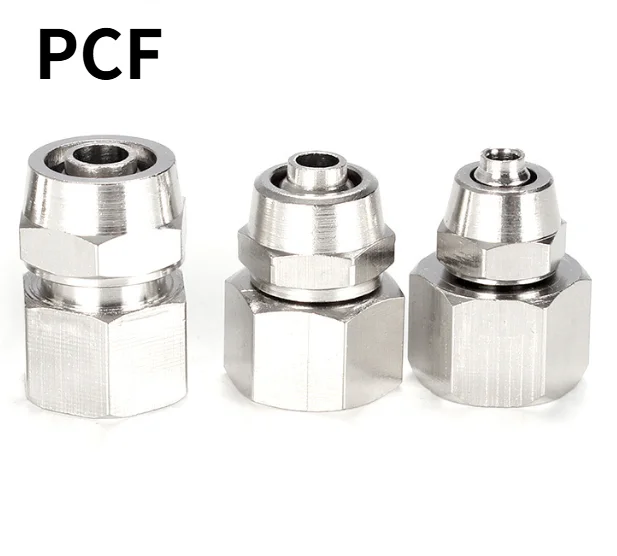 Female Straight Lock Nut Quick Twist Pneumatic Fitting Nickel Plated Brass PCF Type for 6 8 10 12 16mm