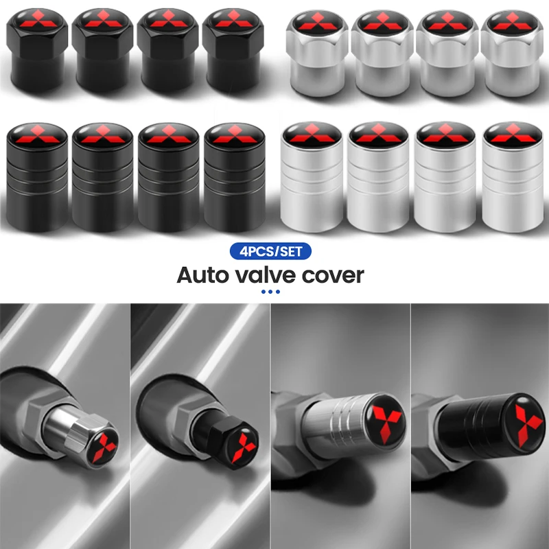 Car Styling 3D metal 4PCS Wheel Tire Valve Stem Caps Cover Accessories for MITSUBISHI Ralliart Lancer Competition Outlander ASX