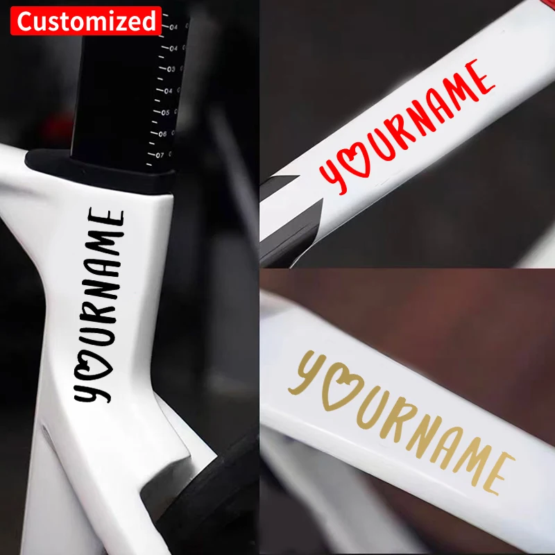 1PC Custom Cute Handwritten Font Bicycle Sticker Waterproof DIY Bike Top Tube Frame Motorcycle Helmet Sunscreen Vinyl Decals