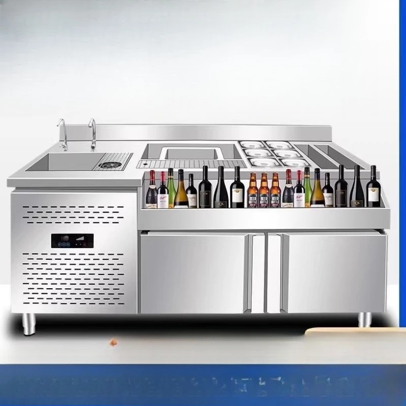 Stainless steel bartending table Water bar Customized bar counter Operation table Bartending table KTV cocktail cabinet