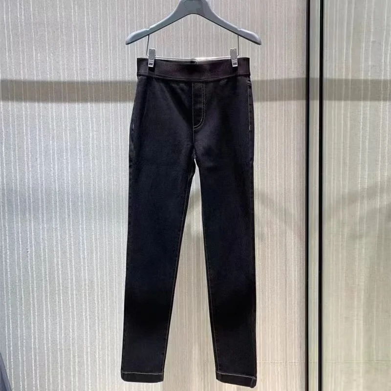 

Универсальные женские джинсы для йоги, весна 2026, с декоративными элементами, зауженные, темно-синие, повседневные, модные, джинсовые брюки