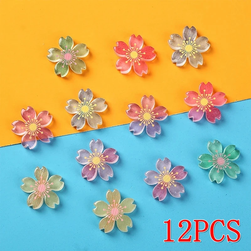 12PCS/1Set Cherry DIY Detachable Buckle Shoes Accessories Blossom Shoe Charms Set Colorful Flower Advanced Shoe Decorations