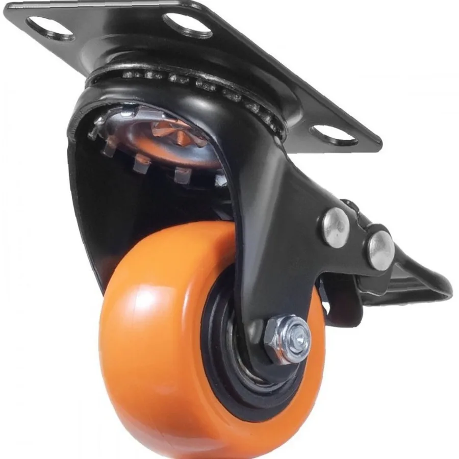 Roulettes à plaque rotative de 2 pouces, ensemble de 4 pièces avec roues en PVC sans bruit à double verrouillage de sécurité, chaque roulette a un capuchon de charge lourd